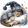 Sleeping Tiger Cub-11CT Stamped Cross Stitch 40*40cm/15.75*15.75in