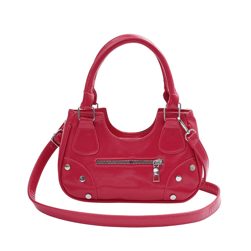 Women’s Small Pu Leather Solid Color Streetwear Square Zipper Underarm Bag