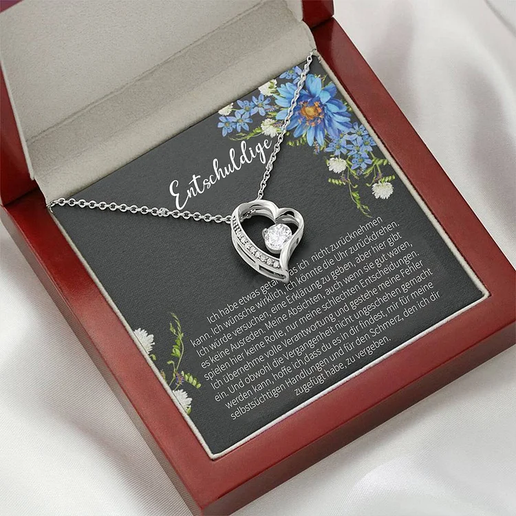925 Sterling Silber Herz Halskette -Entschuldigungsgeschenk- Geschenk mit Nachrichtenkarte