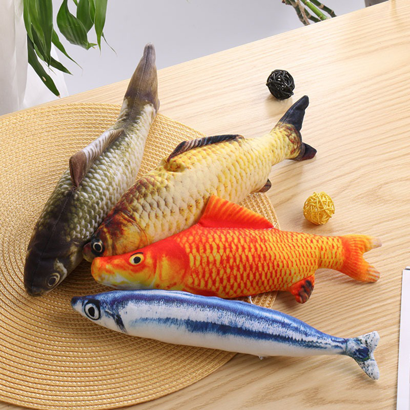 Tegooe Cat Teasing Toy Plush Fish - Interactive Chew Toy for Cats
