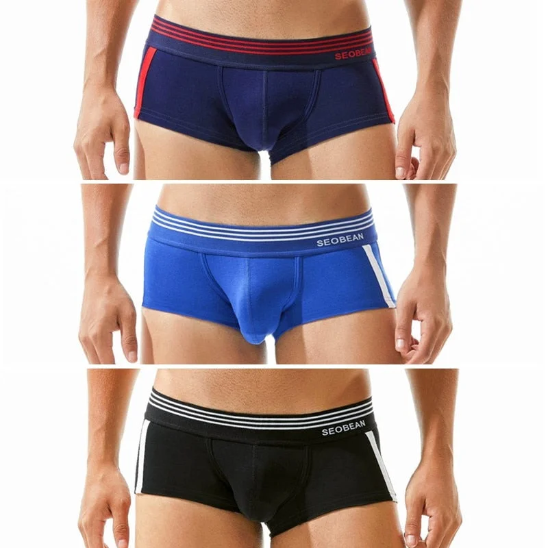 Aonga Cyber Monday Sales 3 Pieces / Lot Brand Underwear Men Boxer U Pouch  Underpants Cotton Trunks Boxers Shorts Male Panties Low Waist Size M-XXL aonga