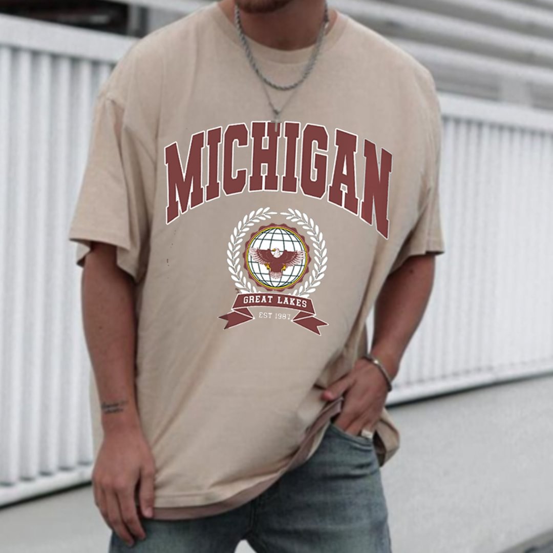 Retro Oversized MICHIGAN Men's T-shirt