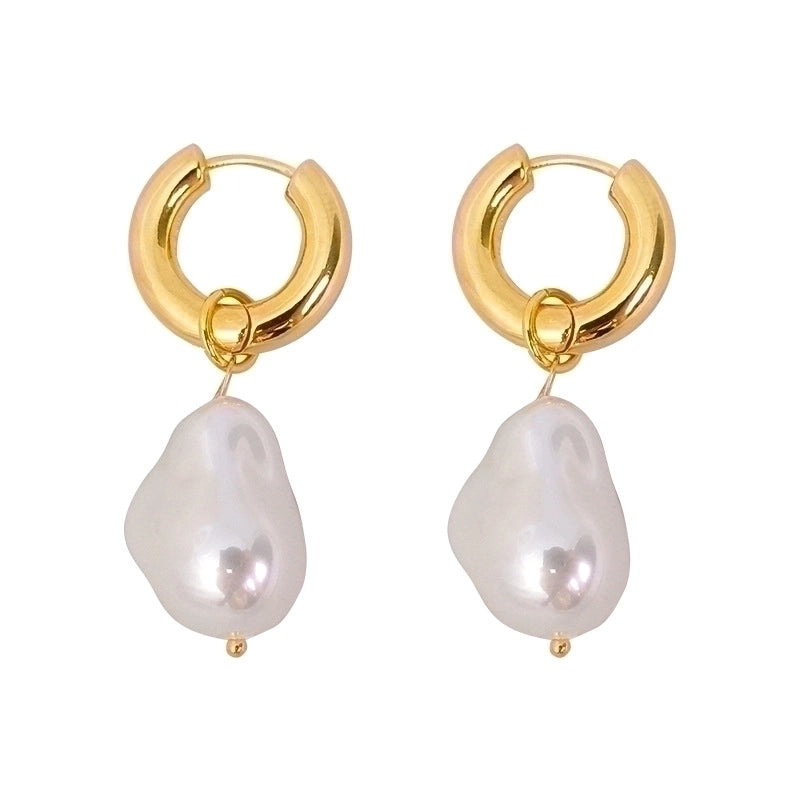 1 Pair Minimalist Irregular Copper Pearl Plating 18k Gold Plated Drop Earrings