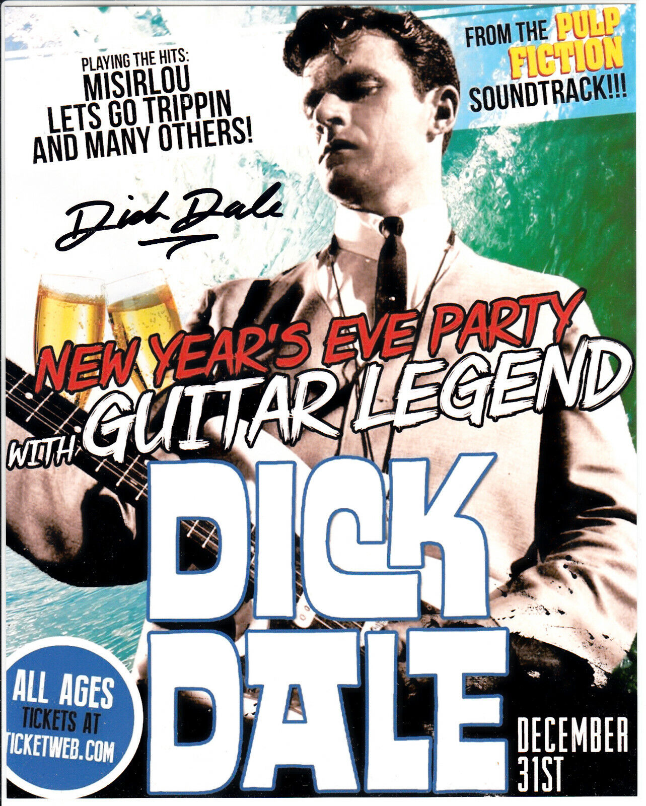 Dick Dale (deceased hall of fame guitarist) Signed Autograph 8x10