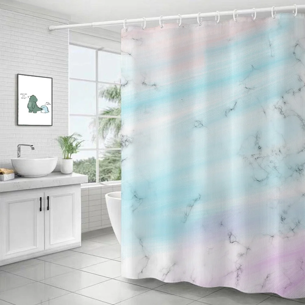 Polyester Abstract Marble Shower Curtain 3D Stripe Printing Colorful Bathroom Curtains Waterproof Fabric Bath Curtain Decor