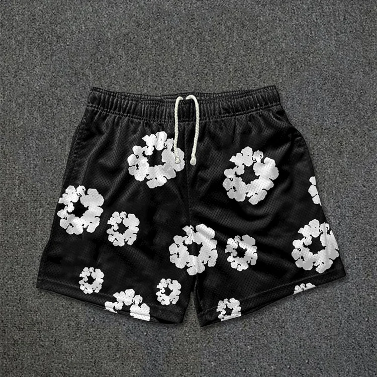 Simpfit Lässige Mesh-Shorts im Vintage-Stil mit großem Kranz und Grafik