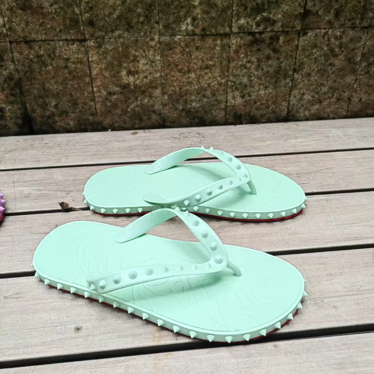 Gentleman's Red Bottom R ivet Flip-Flops Casual Fashion Non-Slip Flip Flops-vocosishoes