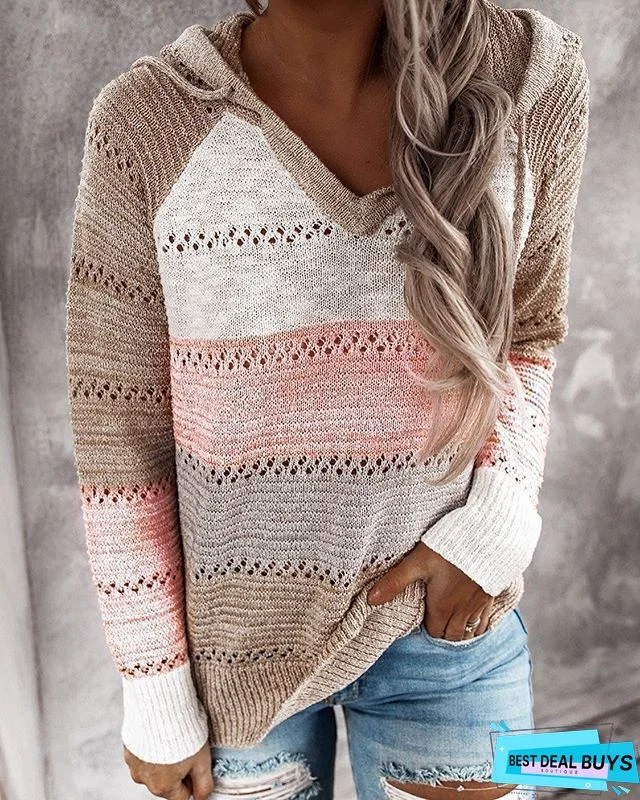 Casual Solid Color V Neck Long Sleeves Sweater
