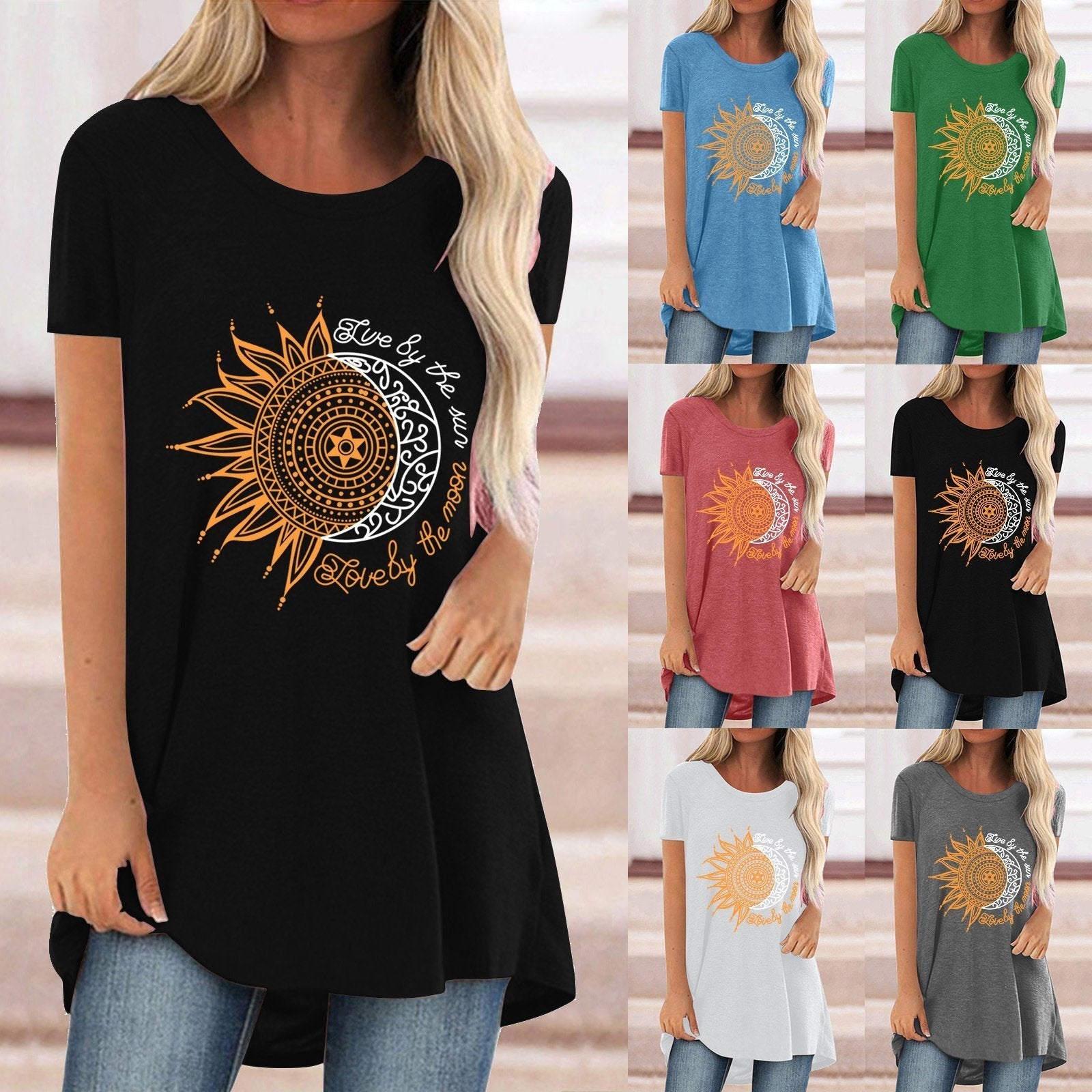 Women Half Sleeve V-neck Solid Color Dress