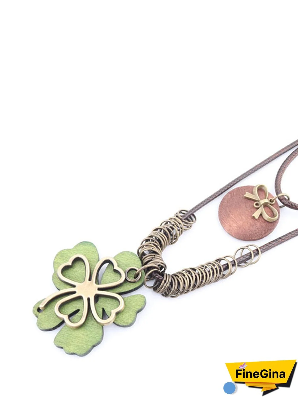 Casual Ethnic Four Leaf Clover Multilayer Necklace Autumn/Winter Sweater Chain