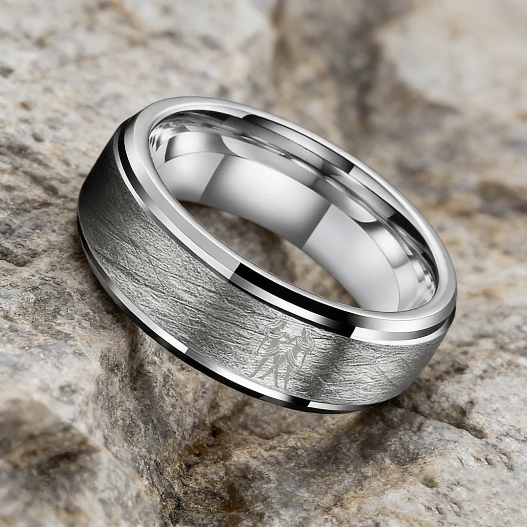 Womens Or Mens Gemini Tungsten Carbide Wedding Rings Sliver Stepped Edges Couples Bands 4MM 6MM 8MM