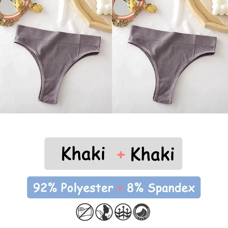 Billionm Women's Thong Seamless High Waisted Women's Panties Sexy Lingerie Comfortable Cotton Briefs Intimates Female Underpants