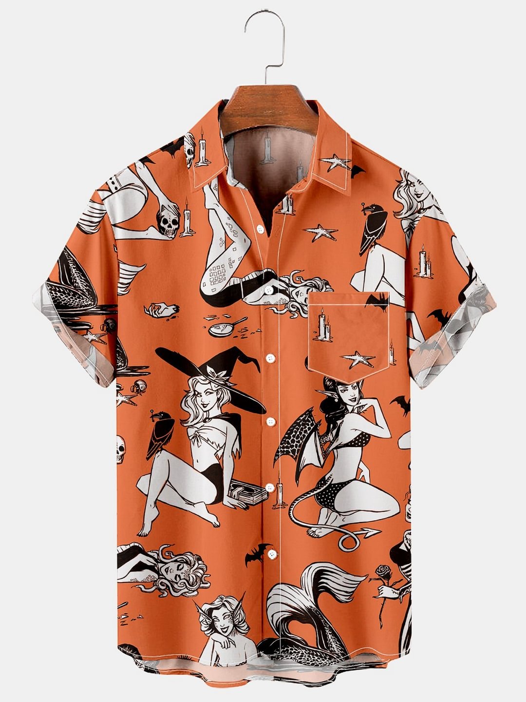 Men's Halloween Beauty Print Casual Shirt