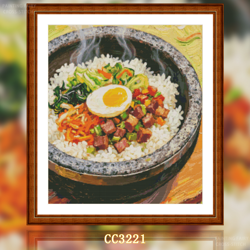 [CC3221-Gourmet Series of Bibimbap in Stone Pot] Cross Stitch 2025 New Small Thread Embroidery Living Room Painting Fairy Cross Stitch