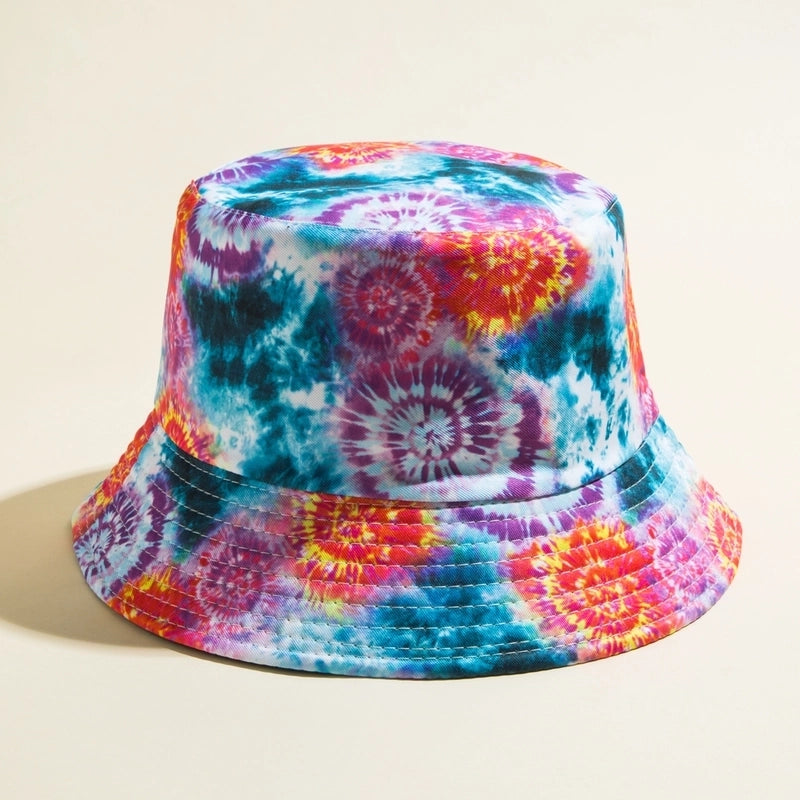 Unisex Hip-hop Colorful Printing Flat Eaves Bucket Hat