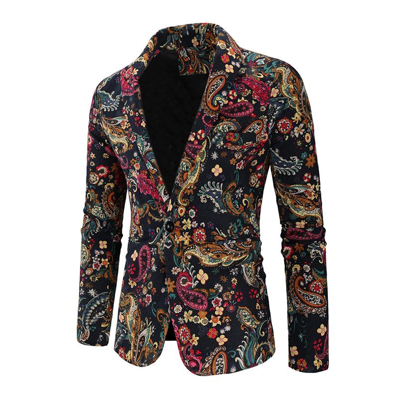 Men's Casual Slim Cashew Print Lapel Blazer