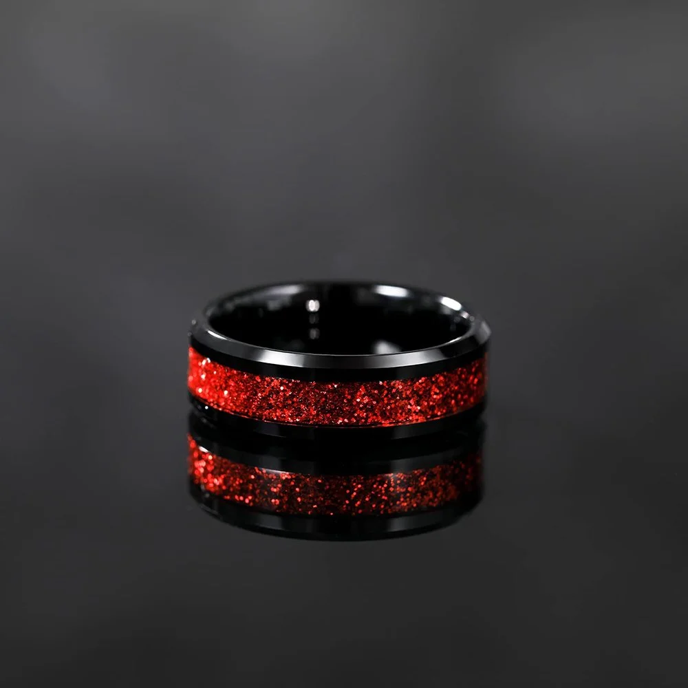 8mm Multiple Colors Sandstone Inlay Tungsten Carbide Men's Wedding Bands