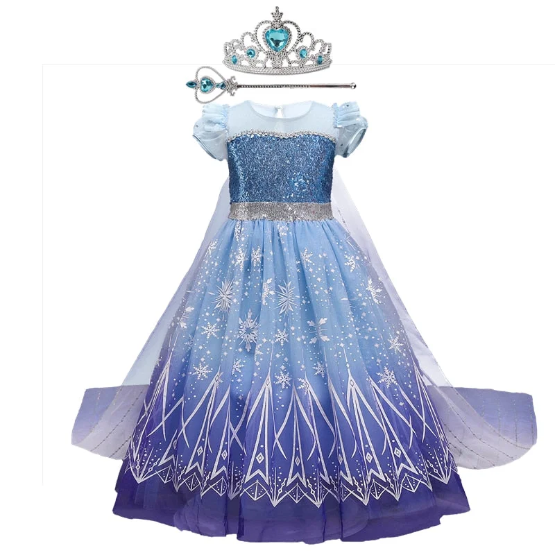 Girl Costume for Halloween Kids Princess for Girls Elsa Cosplay Children's Dresses Fancy Birthday Costumes for 4-10T Girls Dress