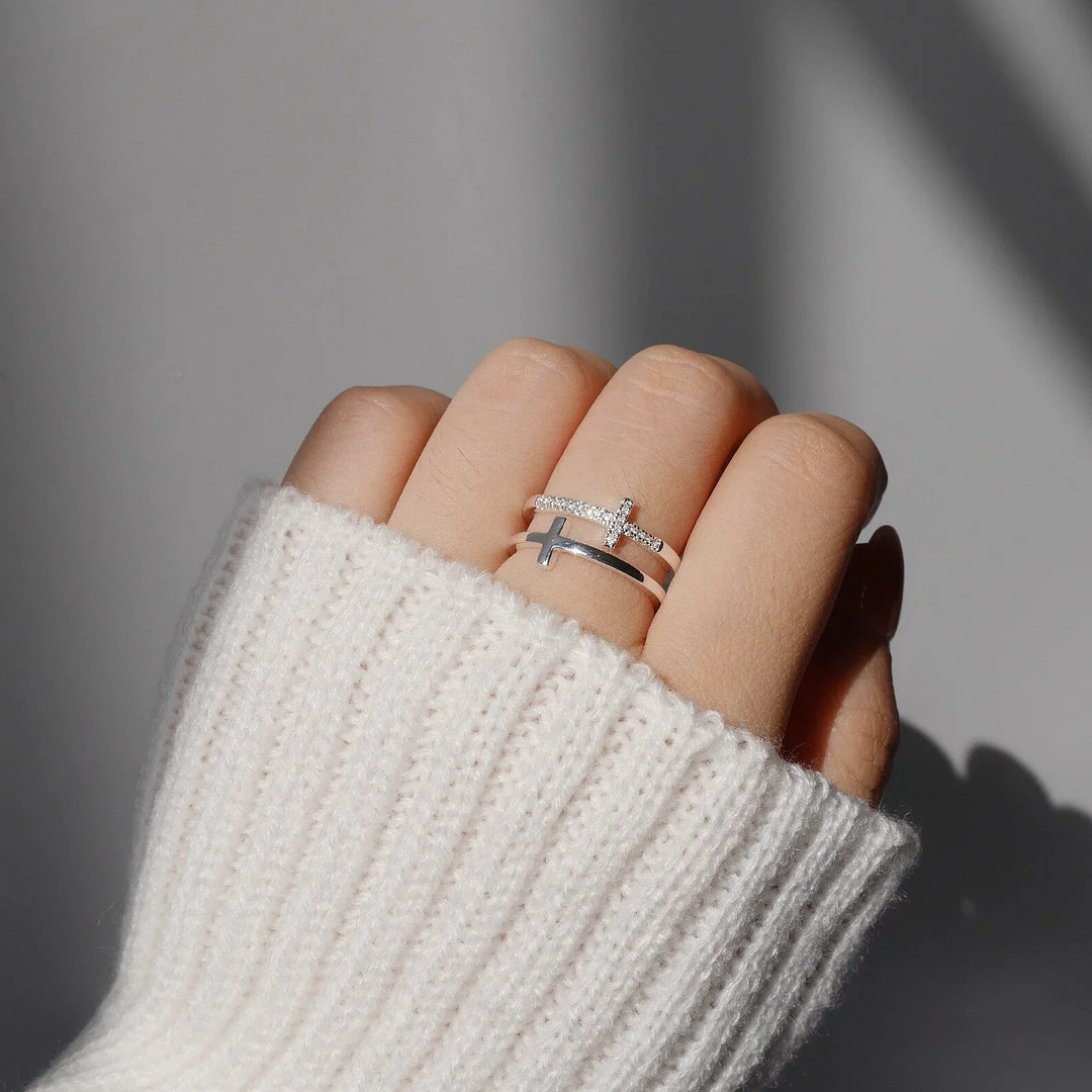 To My Daughter "Jesus Is The Answer" Twin Band Cross Ring