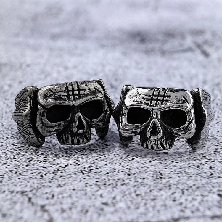 Scar Skull Head Men's Ring