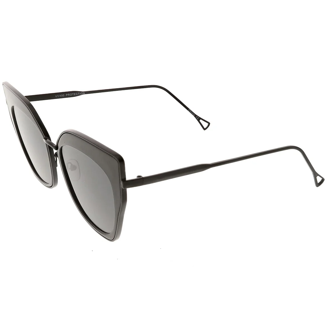 Oversize Pointed Cat Eye glasses Slim Metal Nose Bridge Neutral Square Lens 58mm