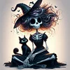 Halloween Skeleton Witch-Full Square Diamond Painting(35*35CM)