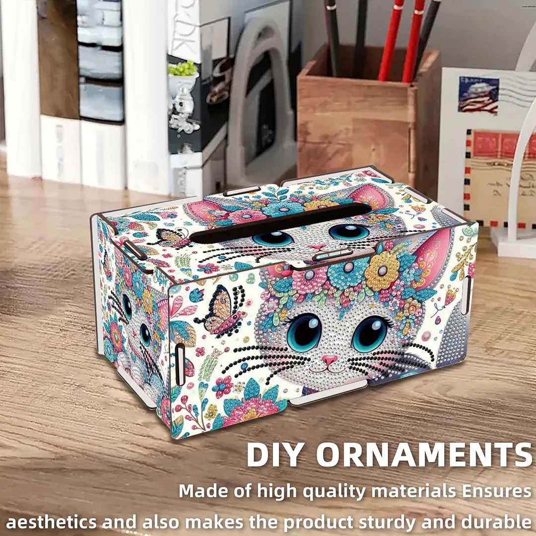 Wooden Diamond Painting Tissue Box for Home and Office Decoration(CZH001)