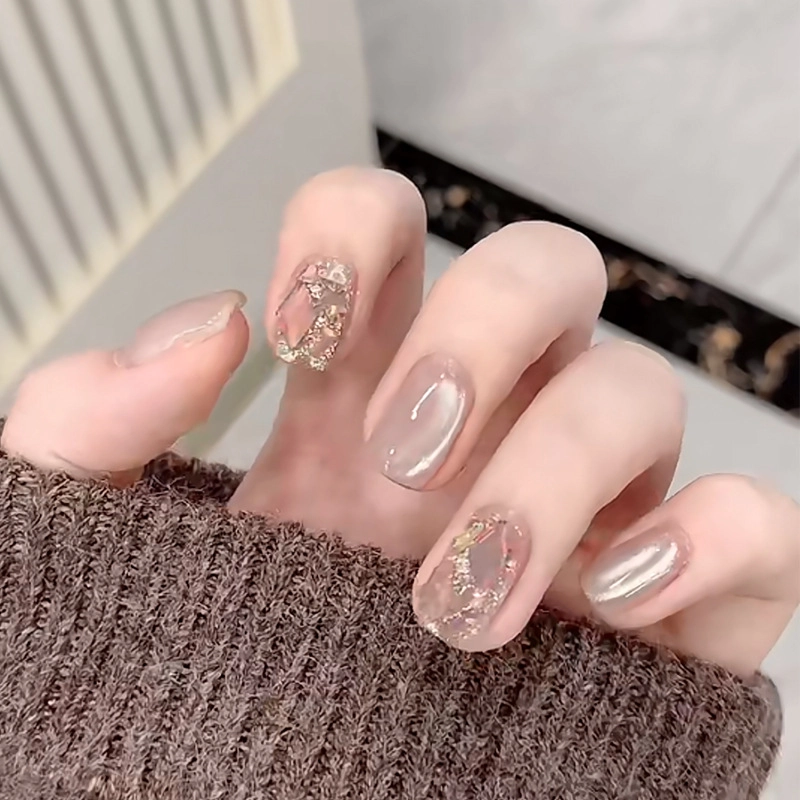 Wear Nail Beauty Nail Piece TikTok Hot Blush Gradient Butterfly Nail Sticker Finished Detachable Fake Nail