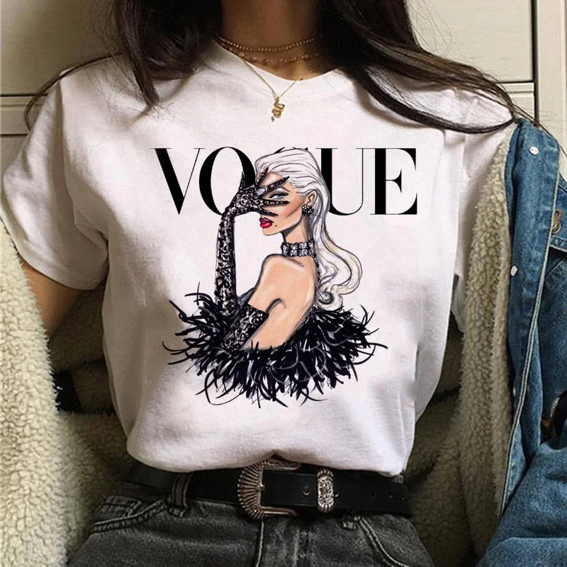 Vogue Princess T shirt Aesthetic Women Fashion Girls 90s Tshirt Harajuku Ulzzang Print Graphic Summer T-shirt Top Tee female