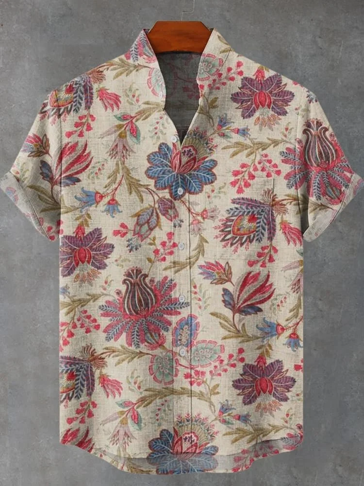 Vintage Ethnic Floral Print Shirt