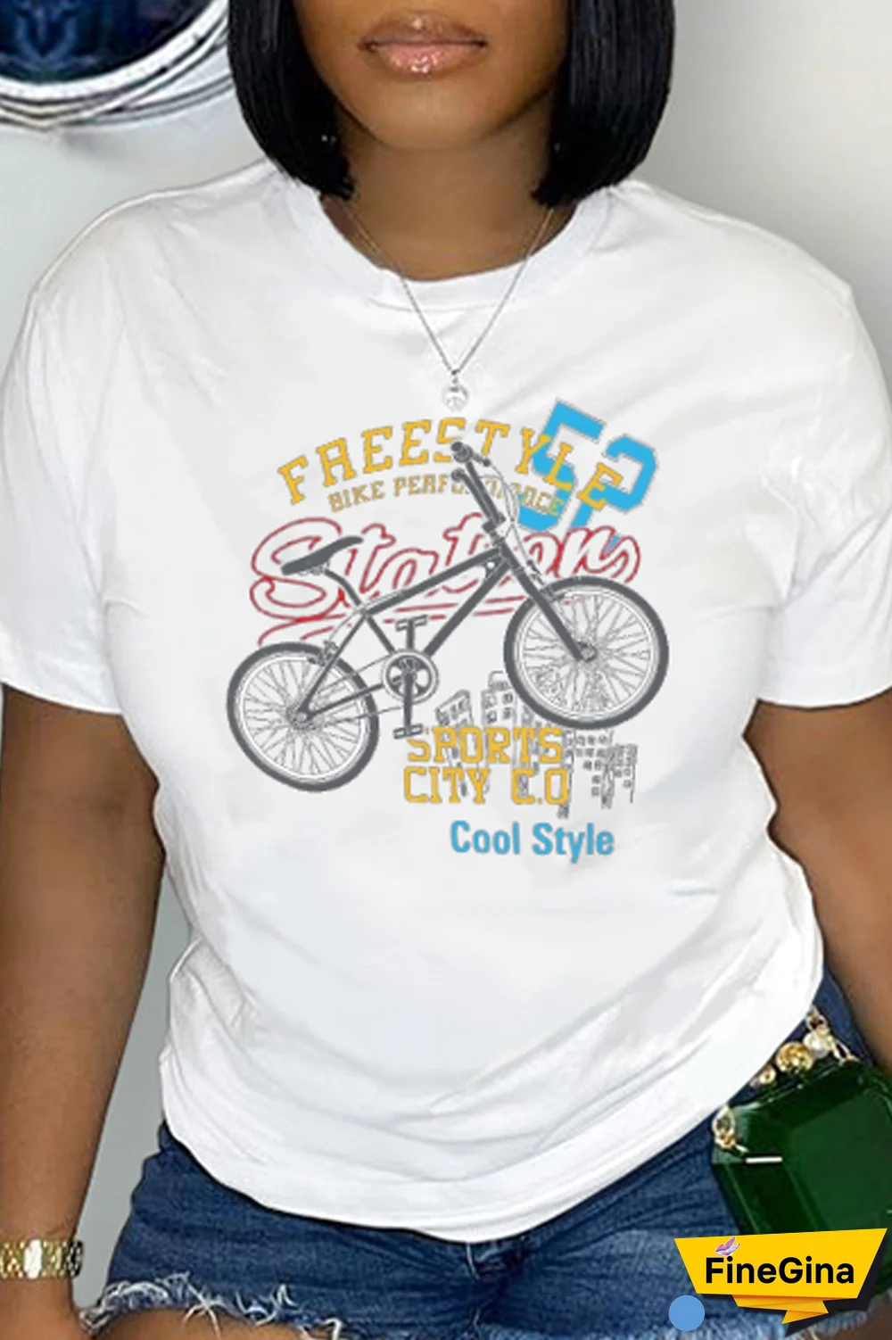 Black Casual Daily Print Patchwork O Neck T-Shirts