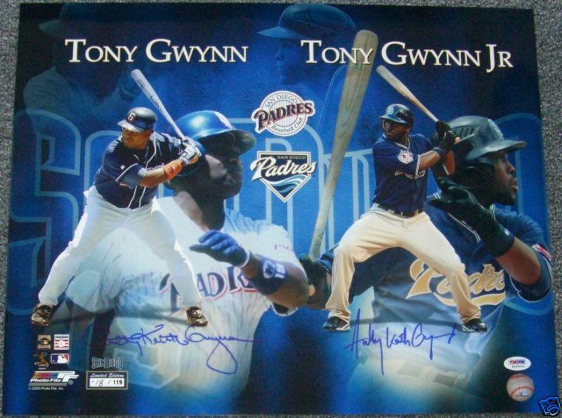 Tony Gwynn & Jr. Signed Padres 16x20 Photo Poster painting PSA/DNA COA Limted Edition #d 18/119