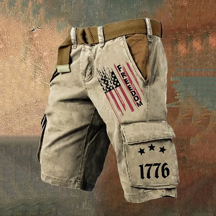 Men's Independence Day Flag Print Casual Cropped Pants