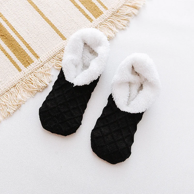 Vanccy Wool Cashmere Silicone Anti-slip Solid Color Floor Socks QueenFunky