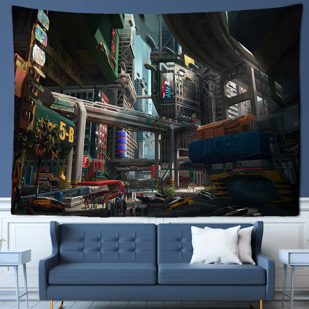 Nigikala Future Steam City Tapestry Art Home Psychedelic Galaxy Hanging Wall Tapestry Hippie Retro Home Decor