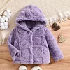 Kid Baby Girl Heart Pattern Fleece Hooded Jacket Warm Thickened Coat