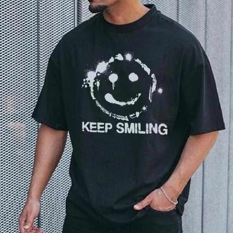 Smiley Graphic Print Short Sleeve T-Shirt