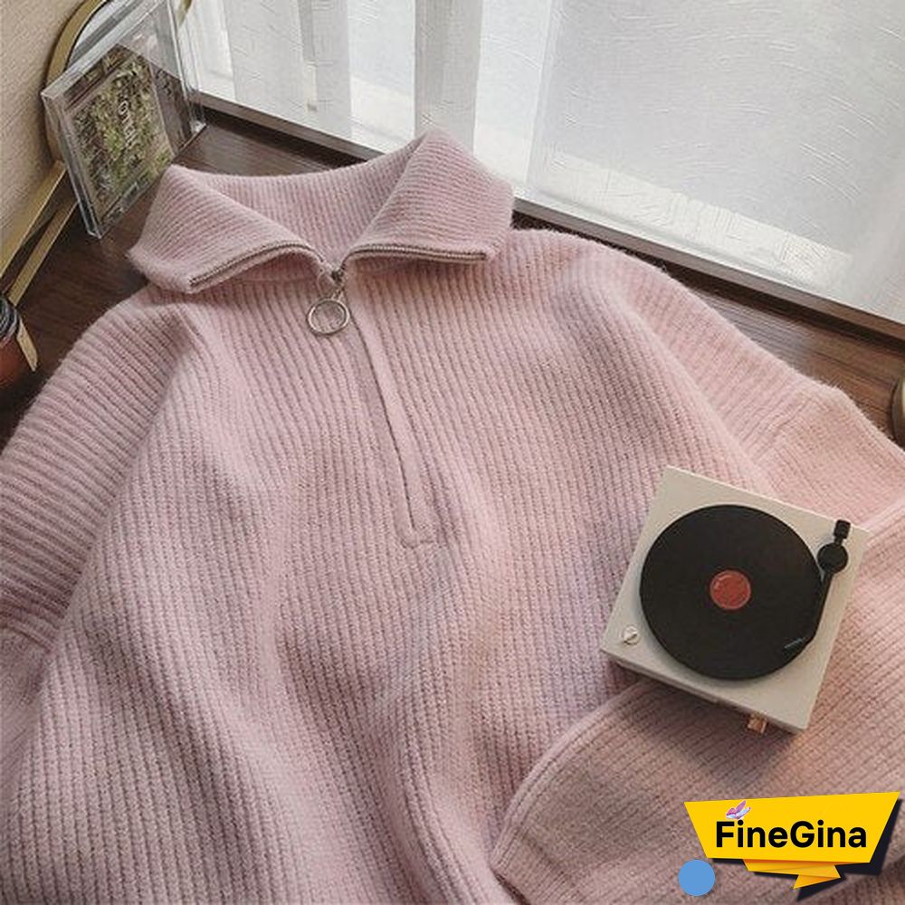 Sweater For Women Autumn New Pullover Women Zipper Korean Fashion Knitted Oversize Sweaters Knitwear Thick Women'S Turtleneck