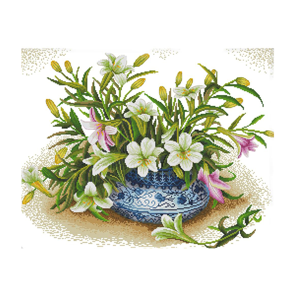 

Fresh Lily - 11CT Stamped Cross Stitch - 50*40CM, 501 Original