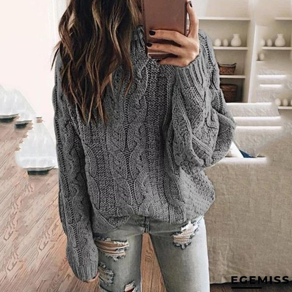 Fashion Solid Color Knitted Top Autumn Winter Sweater | EGEMISS