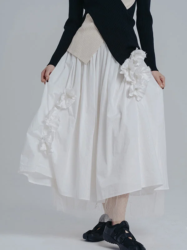 Urban Flower Applique A-Line Pleated Skirt