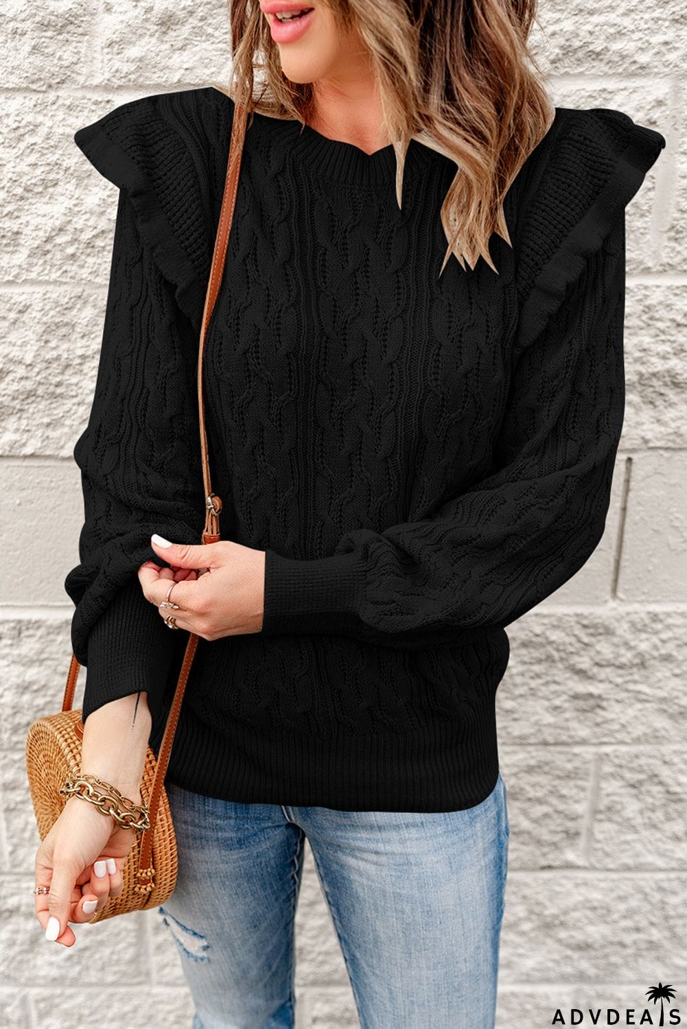 Black Cable Knit Sweater