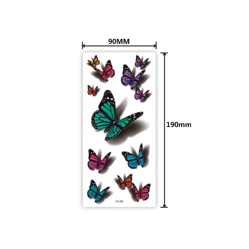 Waterproof 3D tattoo sticker Three-dimensional color printing tattoo sticker Butterfly flower animal color tattoo sticker