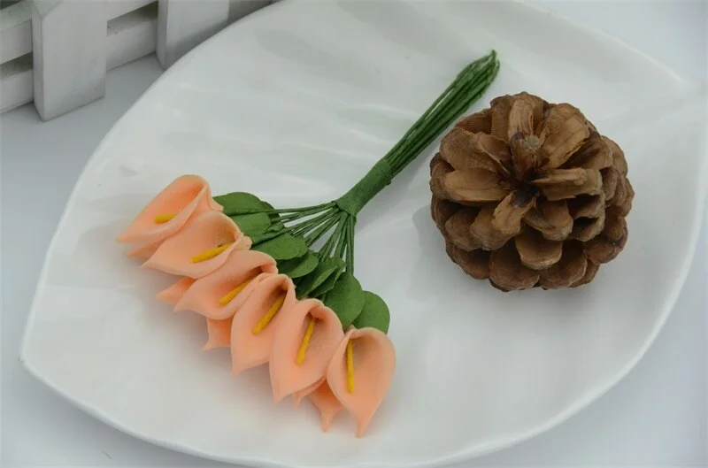 24pcs Real touch PE  Mini Calla lily artificial flowers Heads wedding decoration Multicolor Handmade DIY Scrapbooking