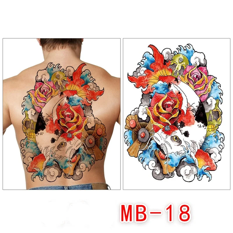 Waterproof temporary men tattoos tattoo full back large tatoo fake dragon girl tattoo body art sticker sexy decals transferable