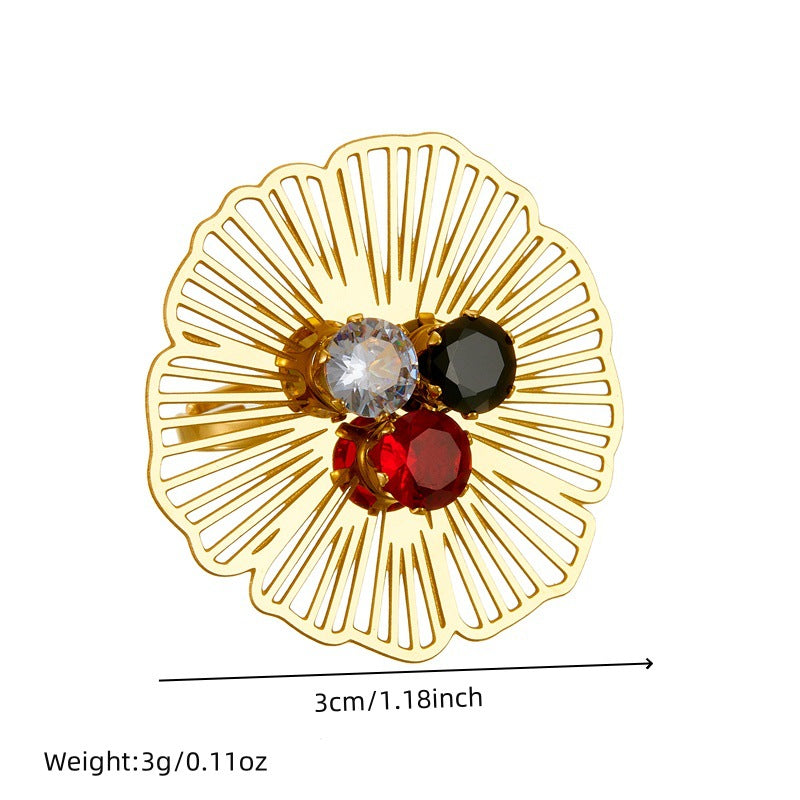 Fashion Flower Flower Stainless Steel Electroplating Rings