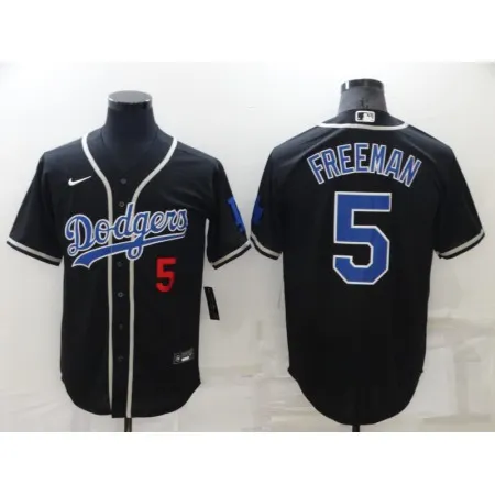 Men's Los Angeles Dodgers #5 Freddie Freeman Black Cool Base Stitched Baseball Jersey 7GLB