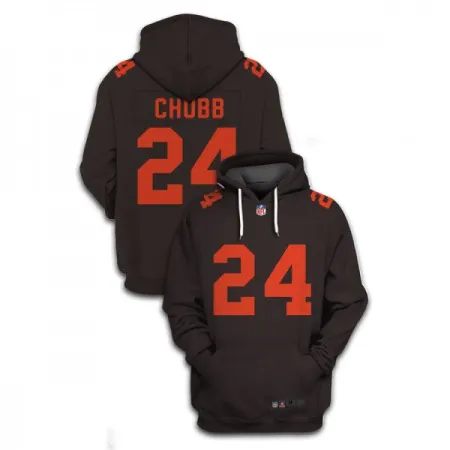Men's Cleveland Browns #24 Nick Chubb 2021 Brown Pullover Hoodie LHNX