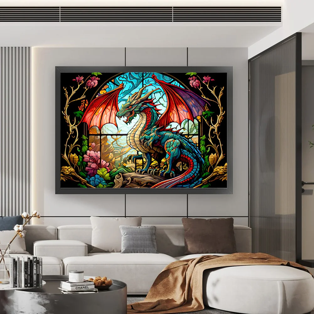 11CT Full Counted Cross Stitch - Stained Glass Pterodactyl(Canvas|65*45cm)