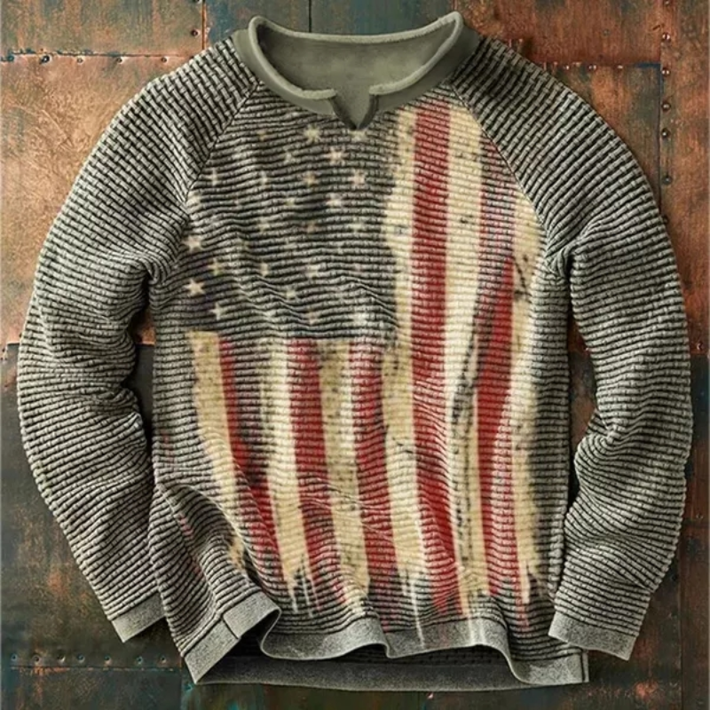 National Flag Print Long-Sleeved Sweatshirt